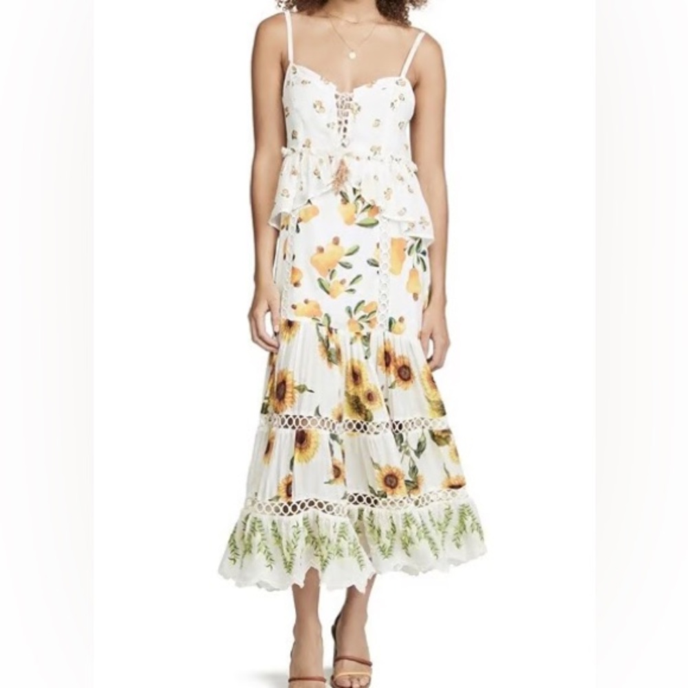 FARM Rio Sunflower Mix Print Dress Small